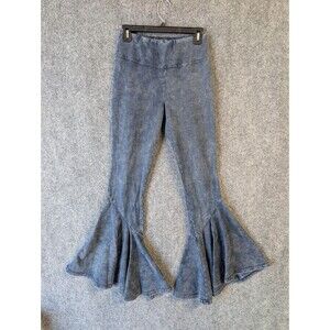 Earthbound Trading Co Pants Womens Small Blue Bell Bottom Flare Boho Stretch